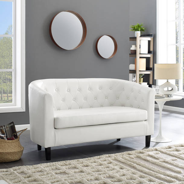 Premium PU Leather Tufted Barrel Chair for Living Spaces main image 0